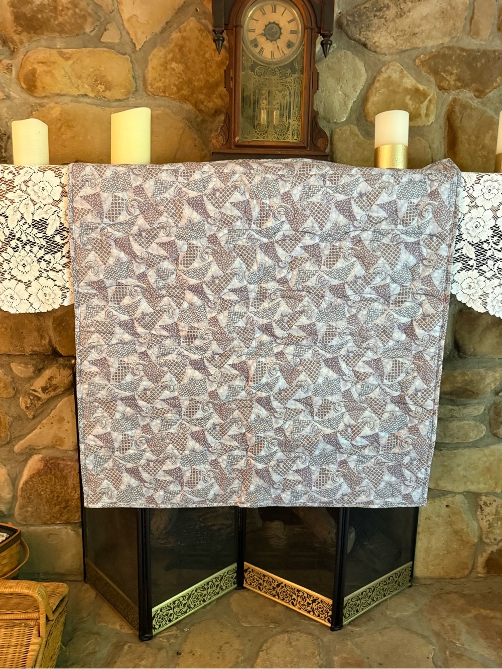 Floral Patchwork Quilted Wall Hanging 35x36 - Picture 8 of 9